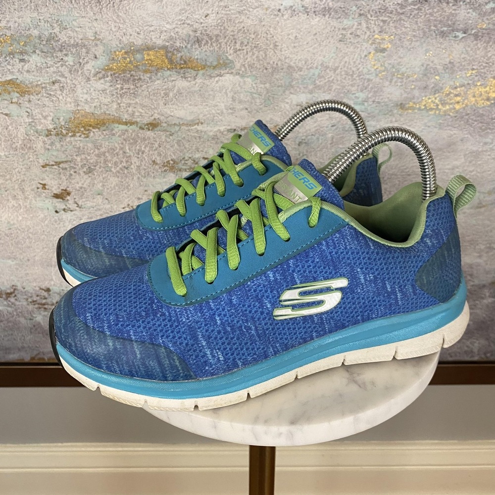 Skechers Work Shoes Womens Size 7.5 Blue Slip Resistant Relaxed Fit Sneakers